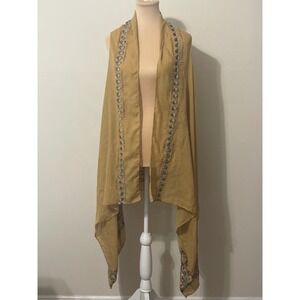 Womens Embroidered  Vest Shawl Kimono Cardigan Western Casual Boho One Size